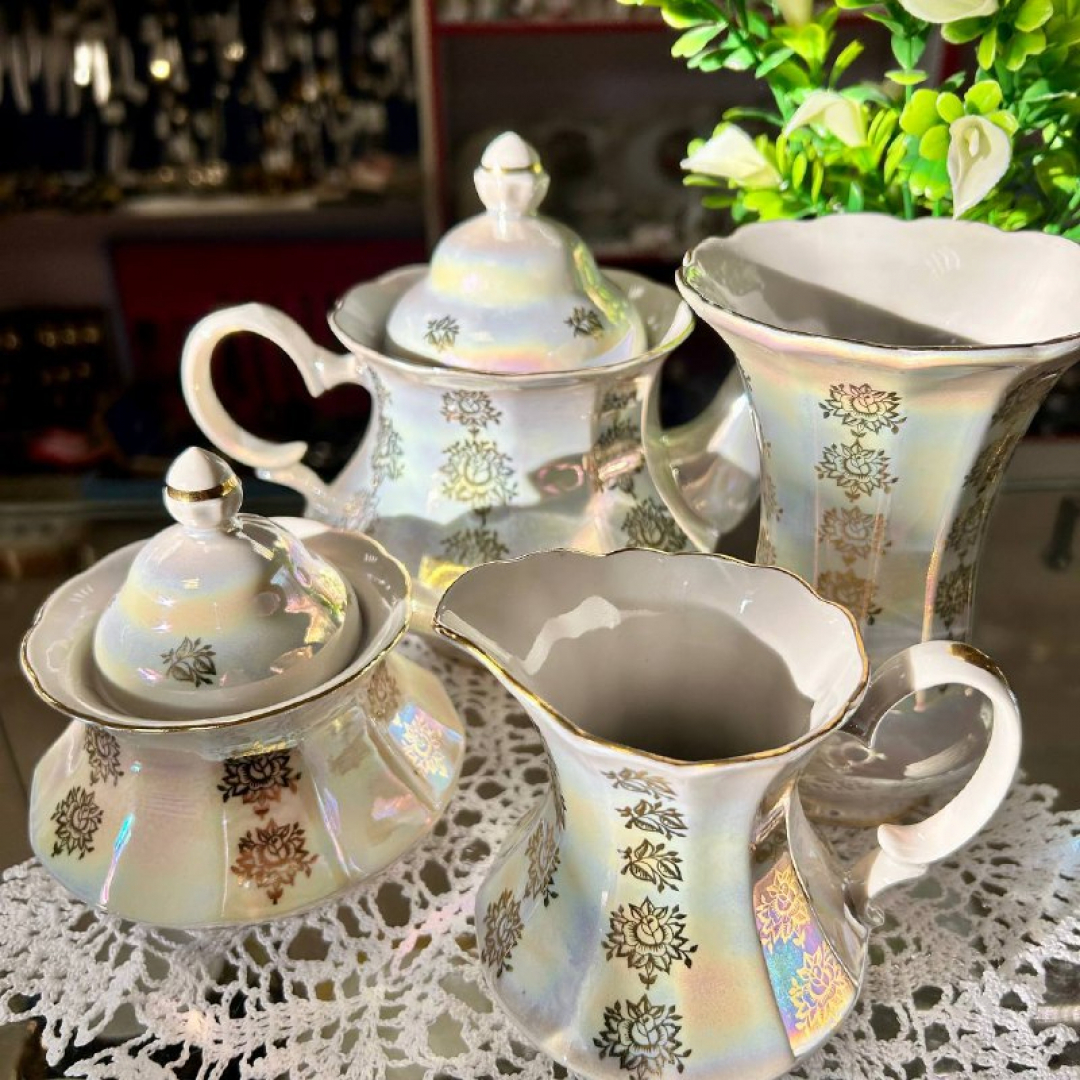 Кофейный сервиз Коростенский ФЗ 1990гг. Тонкий фарфор, люстр, позолота. Цена за 15пр. Картинка 9